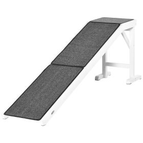Pet Ramp for Dogs Non-slip Carpet Top Platform Pine Wood 74"L x 16"W x 25"H, Grey, White Pet Ramp for Dogs Non-slip Carpet Top Platform Pine Wood 74"L x 16"W x 25"H, Grey, White