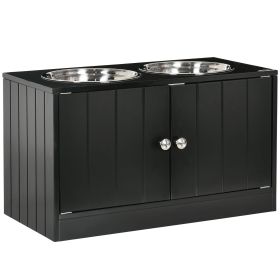 Raised Pet Feeding Storage Station with 2 Stainless Steel Bowls Base for Large Dogs and Other Large Pets Black Raised Pet Feeding Storage Station with 2 Stainless Steel Bowls Base for Large Dogs and Other Large Pets Black