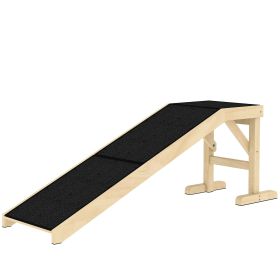 Pet Ramp Bed Steps for Dogs Cats Non-slip Carpet Top Platform Pine Wood 59"L x 16"W x 20"H Natural Wood Pet Ramp Bed Steps for Dogs Cats Non-slip Carpet Top Platform Pine Wood 59"L x 16"W x 20"H Natural Wood
